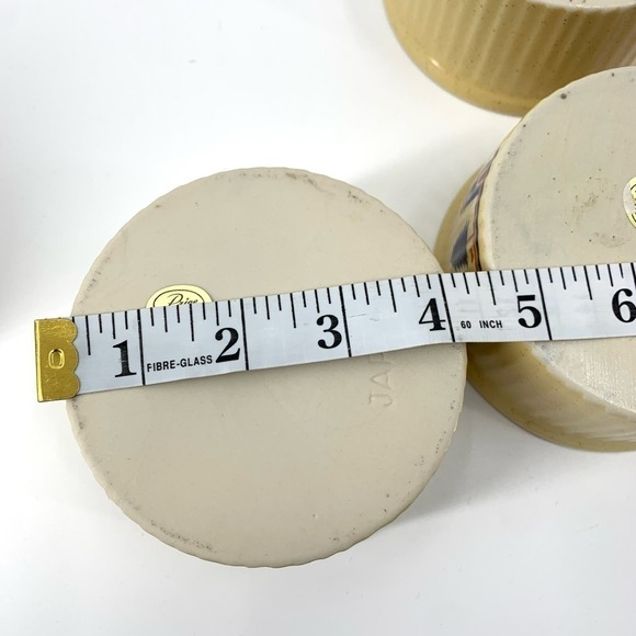 Vintage 80s Set of Four Ramekins Souffle Casserole Bowls Tan Country Village - Picture 10 of 11